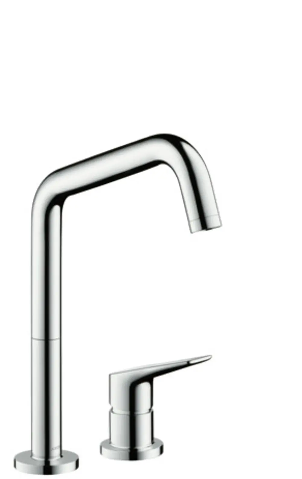 Spültischmischer von AXOR mit schwenkbarem Auslauf und separatem Bedienhebel. Hochwertige Chromoberfläche, modernes Design.